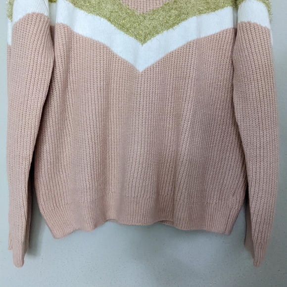 Nine West pink white and gold stripe knit sweater size XL - Picture 6 of 6